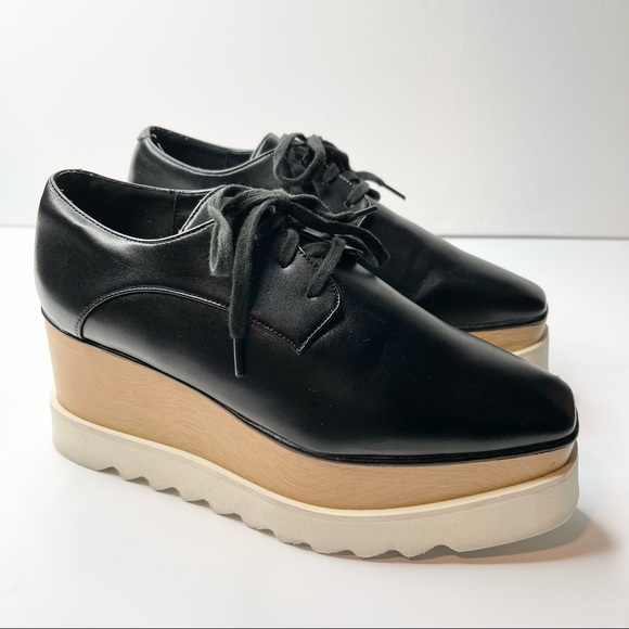 Stella McCartney Shoes - Stella McCartney Elyse Platforms Wedges Black Wood Sole